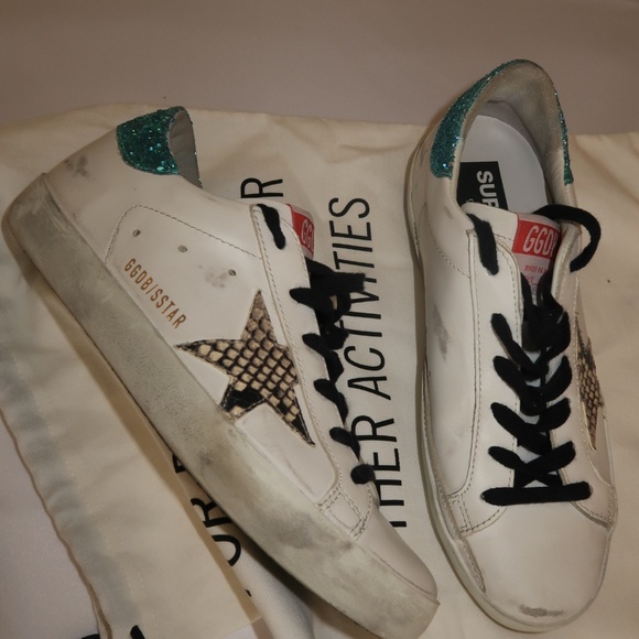 Golden Goose superstar sneaker in white, silver, light blue - Picture 2 of 6